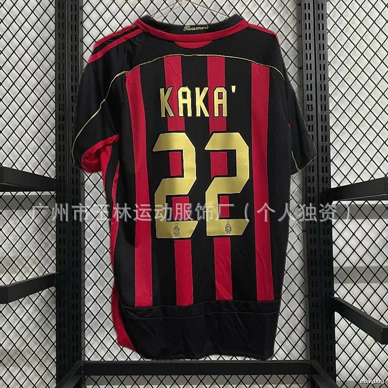 AC Milan Classic Kaka #22 soccer jersey Black Red Striped for Daily Styling