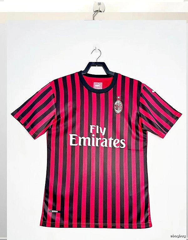 AC Milan Lightweight Retro soccer jersey Red Black Striped for Gift Ideas
