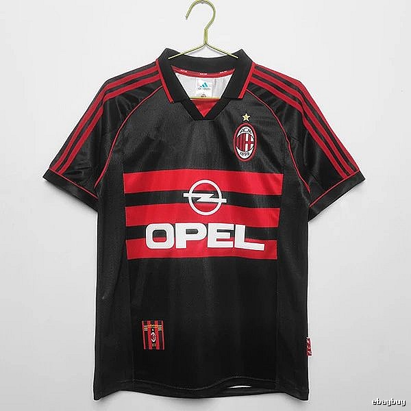 AC Milan Streetwear Retro soccer jersey Red Black Striped with Logo Accent