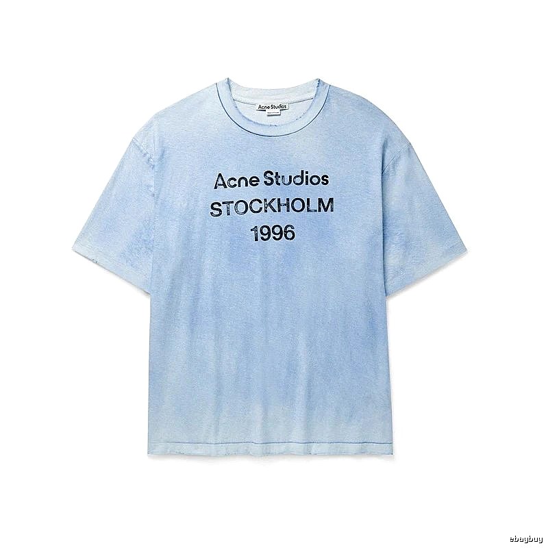 Acne Studios 2090-80 Deep Blue Style Ac908046 Stockholm Logo T-Shirt Casual Layering