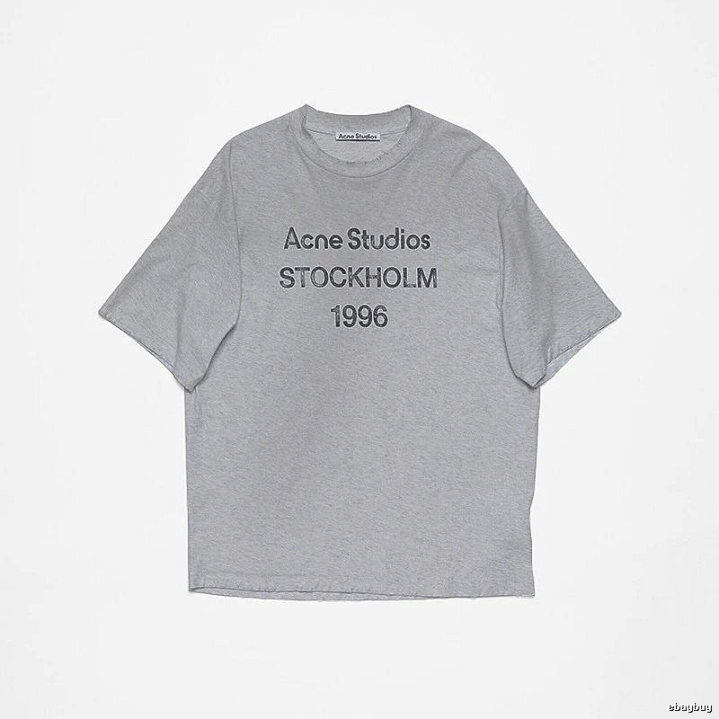Acne Studios 2090-80 Gray Style Ac908026 Stockholm Logo T-Shirt Streetwear Look