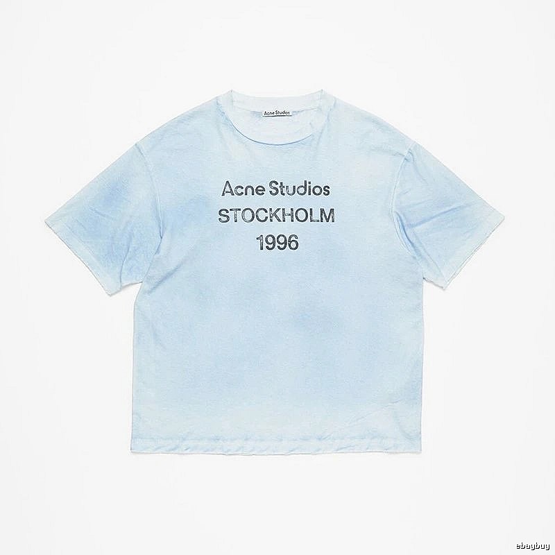 Acne Studios 2090-80 Light Blue Style Ac908046 Stockholm Logo T-Shirt Gift Ready