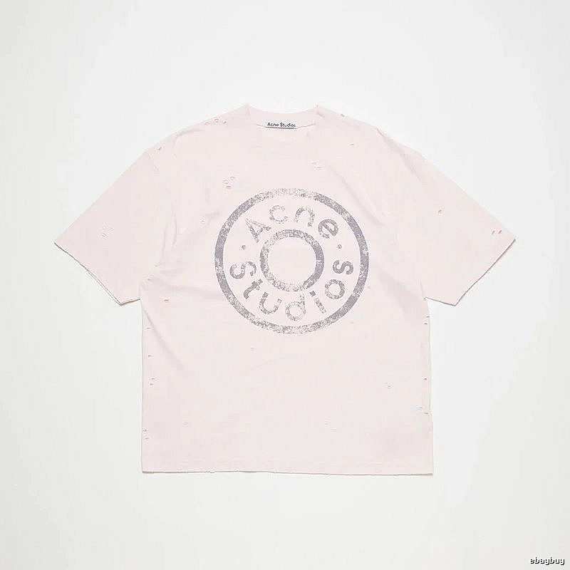 Acne Studios 2090-80 Pink Multicolor Pink Style Ac908041 Stockholm Logo T-Shirt Commuter Look