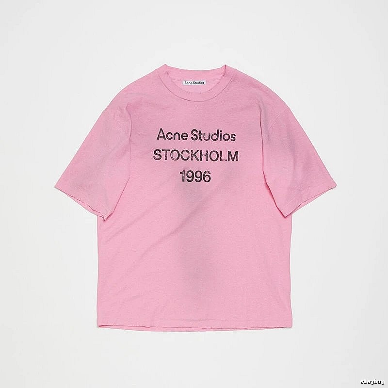 Acne Studios 2090-80 Pink Red Style Ac908026 Stockholm Logo T-Shirt Weekend Wear