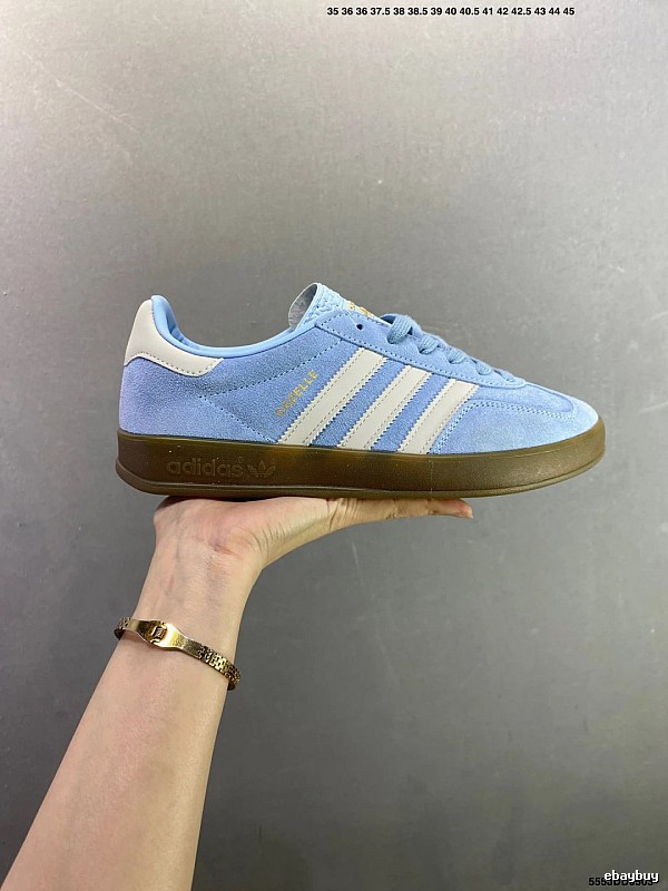 Adidas Low-Profile Sneakers, Light Blue and Cream and Slim Sport Lines