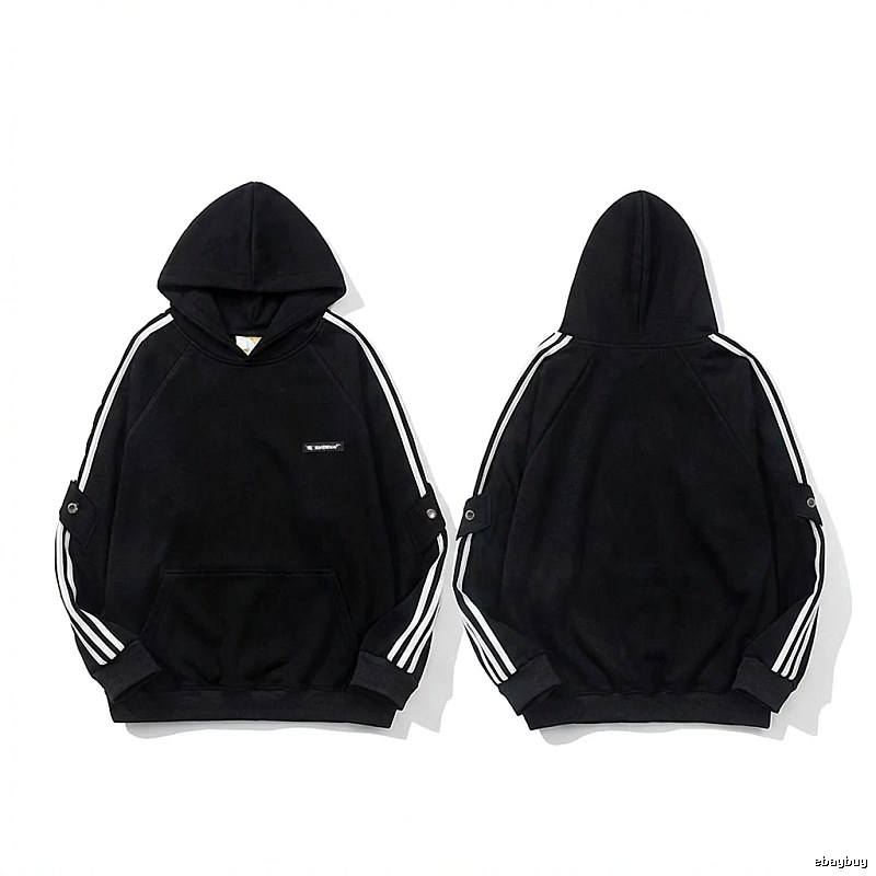 Adidas three - stripe trendy and cool black sweatshirt