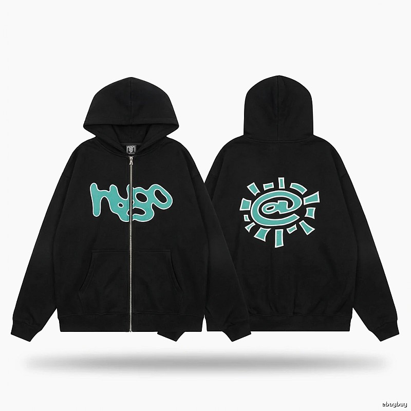 ADWYSD Sun Pattern Black Hoodie