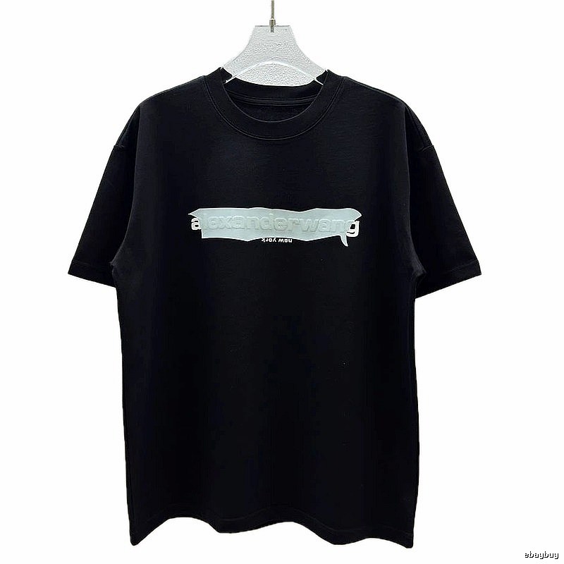 Alexander Wang Foam Logo Street Style Black T-Shirt