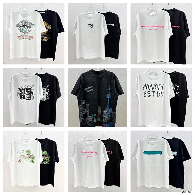 Alexander Wang Printed Street-style Black and White T-shirt