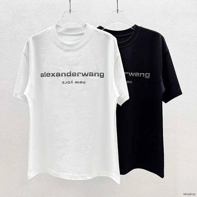 Alexander Wang Trendy Letter Style Black and White Short-Sleeve T-Shirt