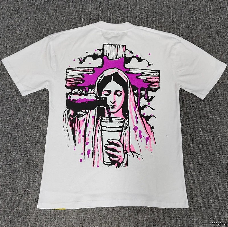 American Streetwear Brand Virgin Mary Printed Street Style White T-Shirt