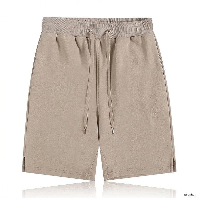 AMI Embroidered Trendy Brand Khaki Shorts