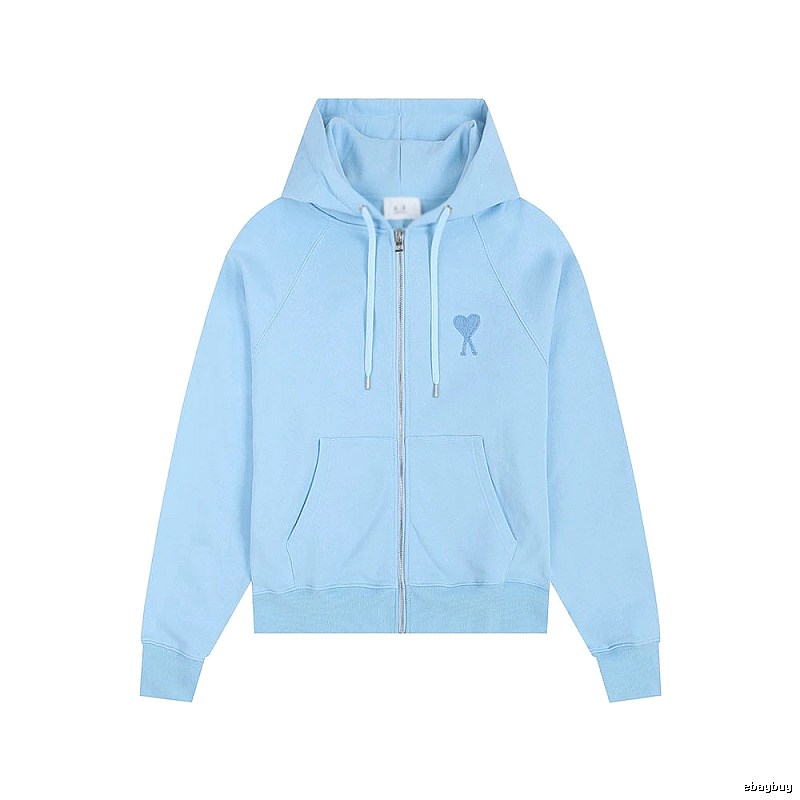 AMI Love Embroidery Light Blue Hoodie