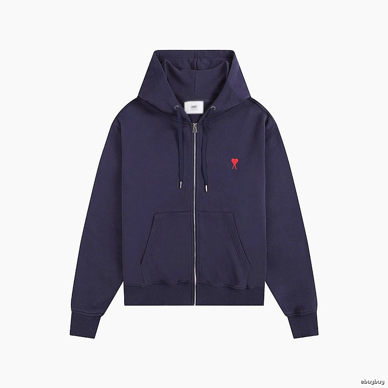 AMI Love Embroidery Style Dark Blue Hoodie