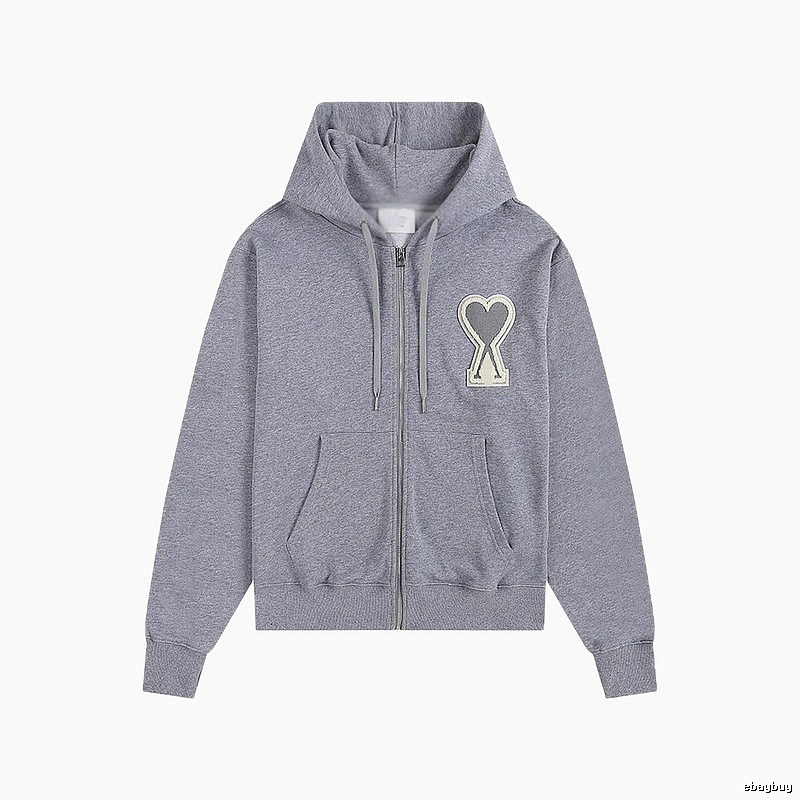 AMI Love Series Grey Zip-Up Hoodie