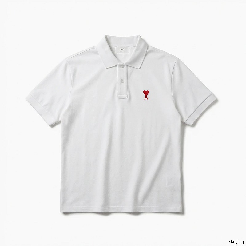 AMI Love Simple White Polo Shirt