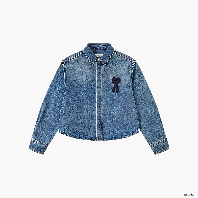 AMI Love Style Denim Blue Shirt