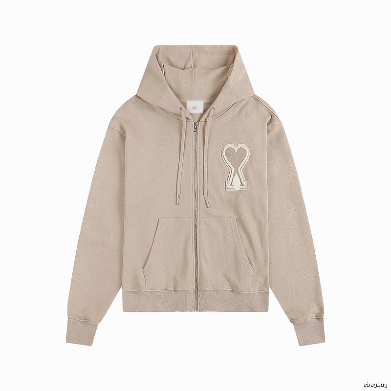 AMI Love Zipper Beige Sweatshirt