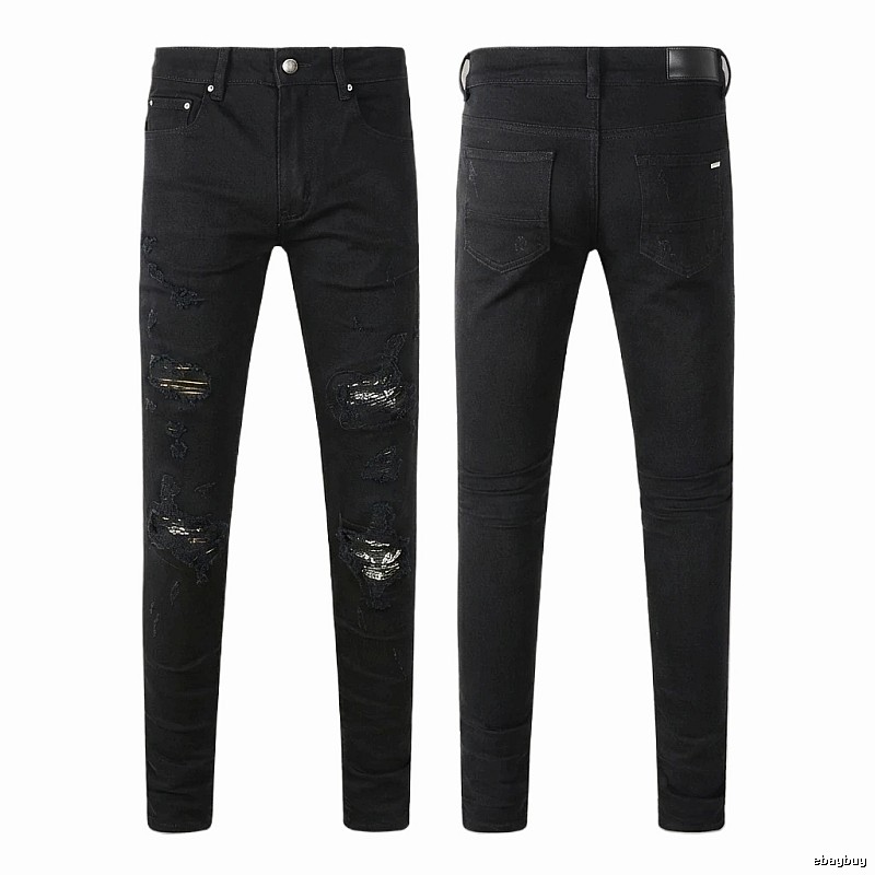 AMI Ripped Trendy Cool Black Jeans