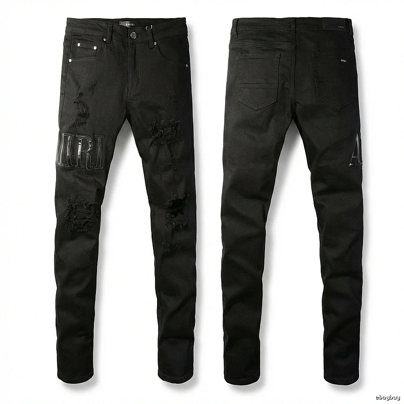 AMI Ripped Trendy Cool Black Jeans