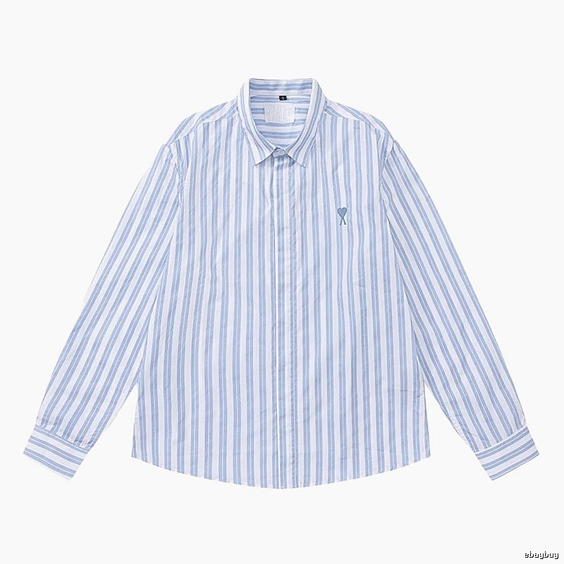 AMI Stripe Simple Blue Shirt
