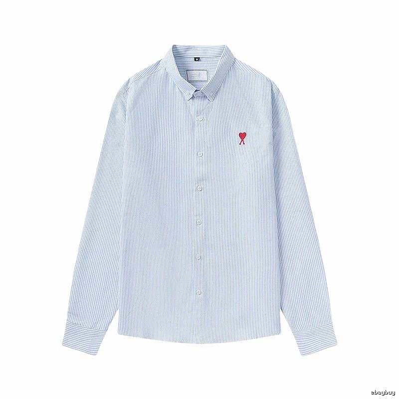 AMI striped minimalist style blue shirt
