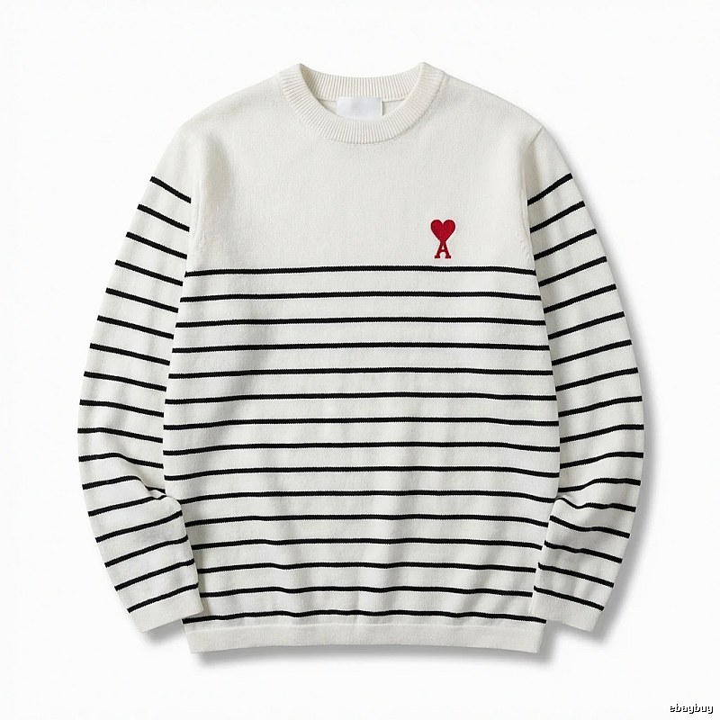 AMI striped minimalist style white sweater