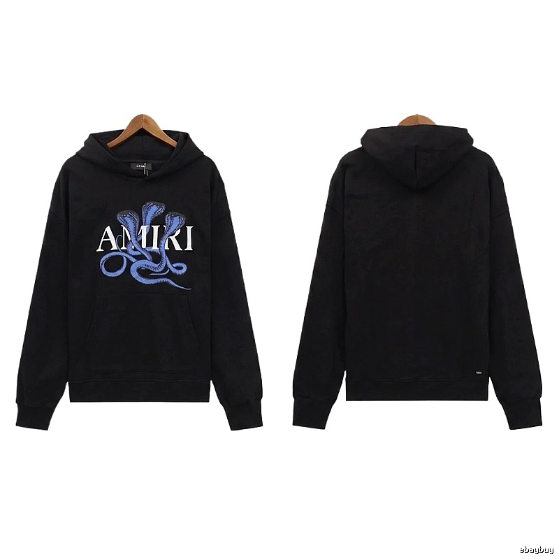 AMIRI Black Hoodie with Snake Print