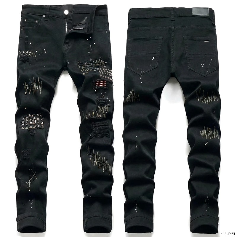 AMIRI Ripped Trendy Black Pants