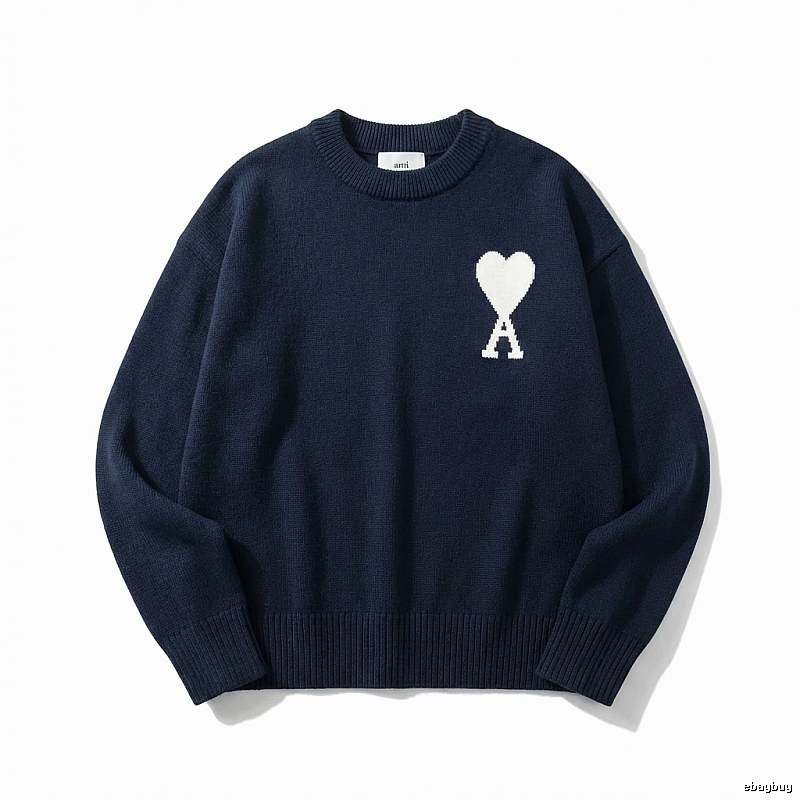 AMIRI Simple Love Style Dark Blue Sweater