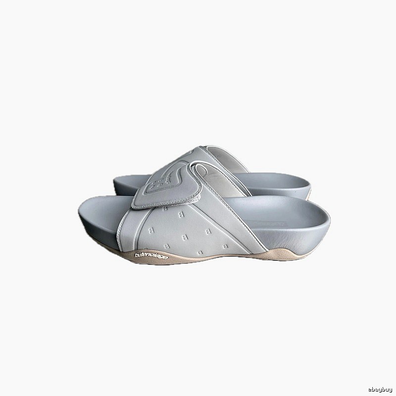 Balenciaga B Embossed Trendy Light Grey Slippers