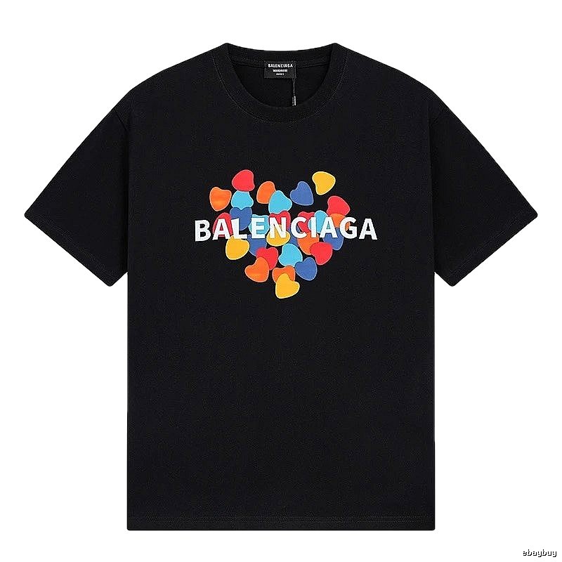 Balenciaga black T-shirt with a heart print.