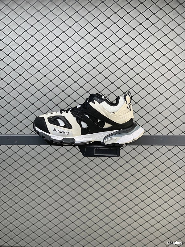 Balenciaga Chunky Runners with Layered Technical Panels in Black and Cream