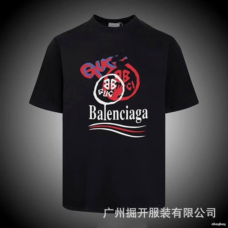 Balenciaga Co-branded Graffiti-style Black T-shirt