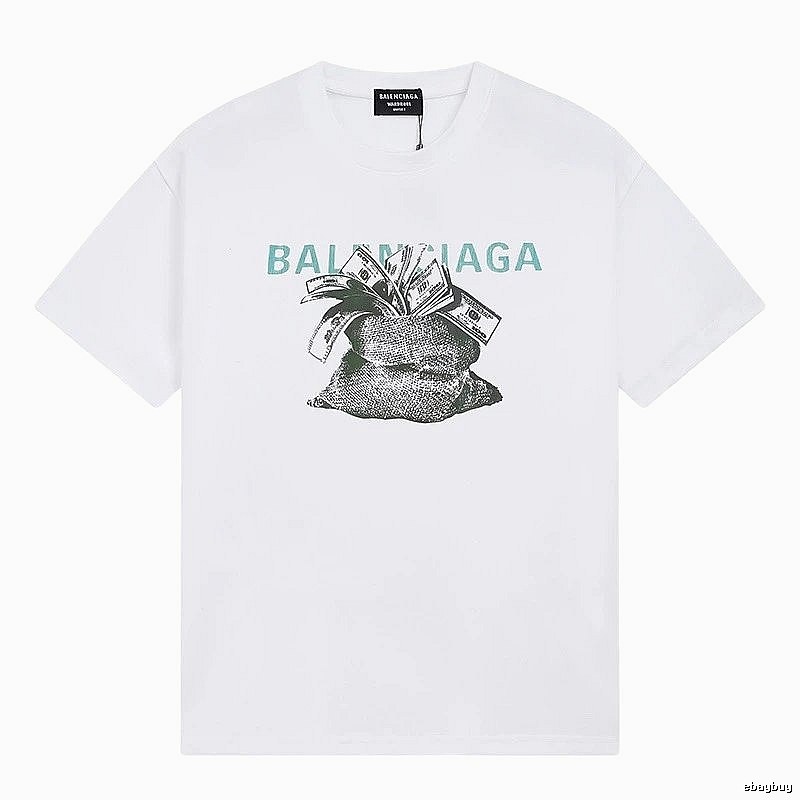 Balenciaga Dollar Bill Print Street Style White T-Shirt