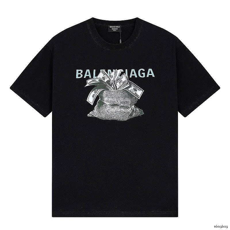 Balenciaga Dollar Print Street Style Black T-Shirt