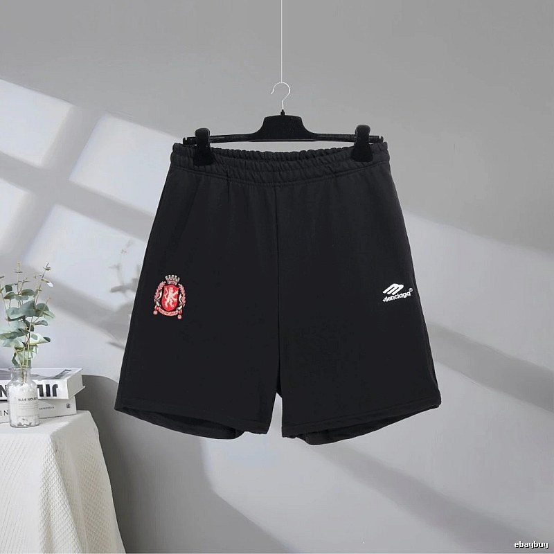 Balenciaga emblem-style black shorts
