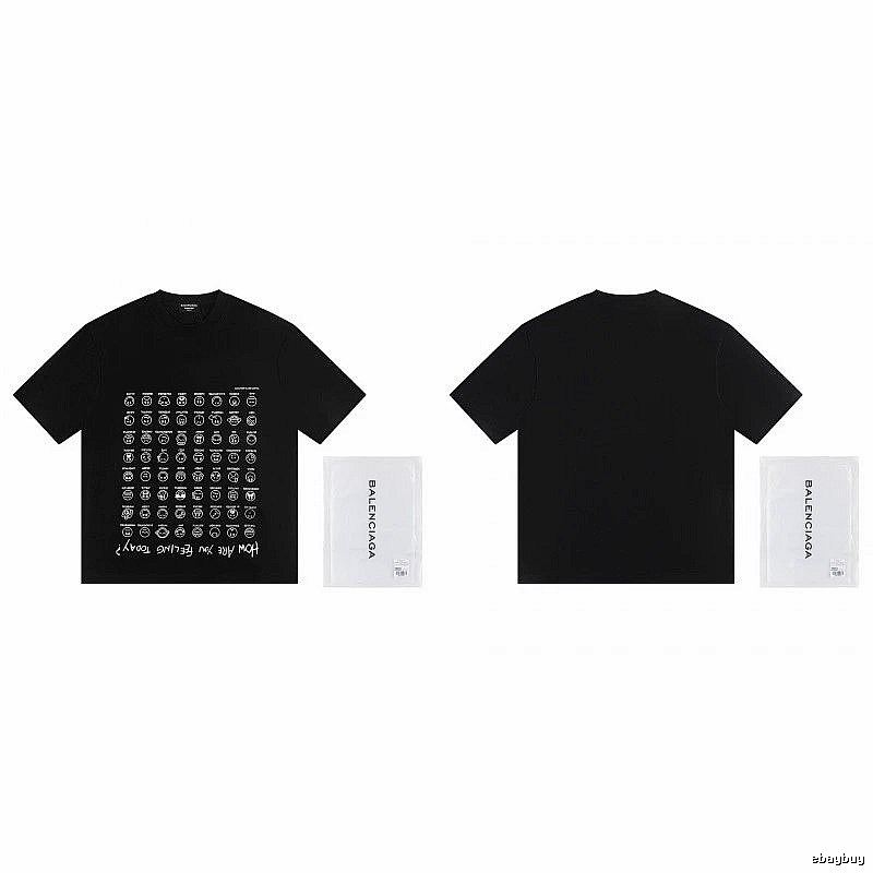 Balenciaga Emoji Printed Street Style Black T-Shirt