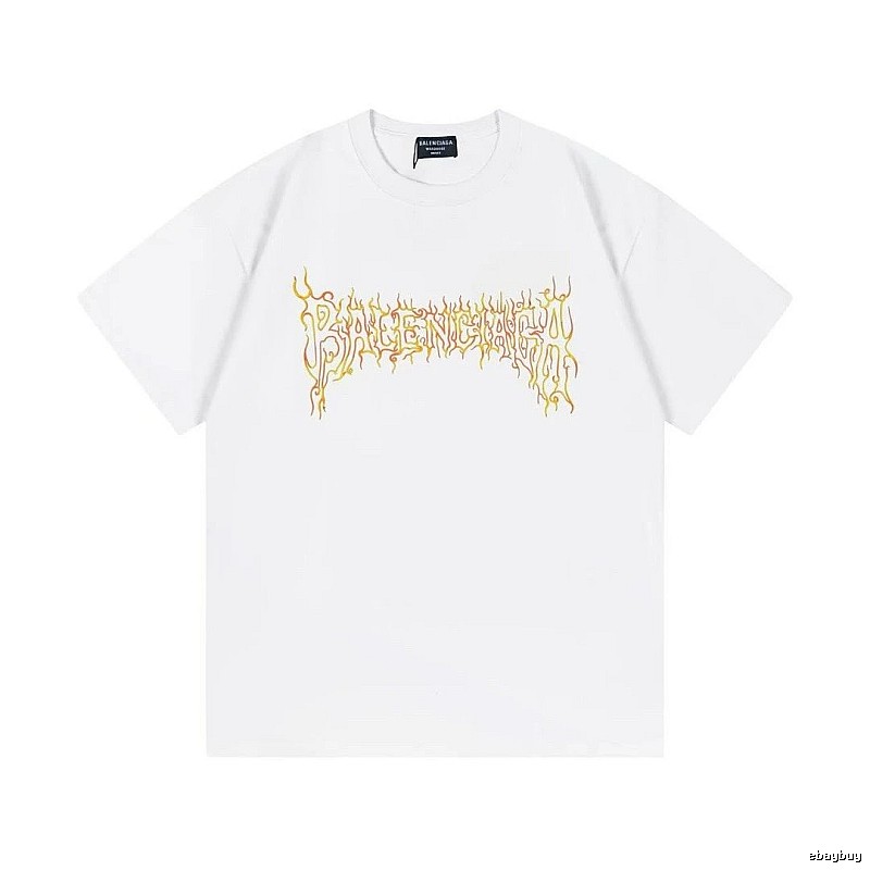 Balenciaga Gothic Style Flame Print White T-Shirt