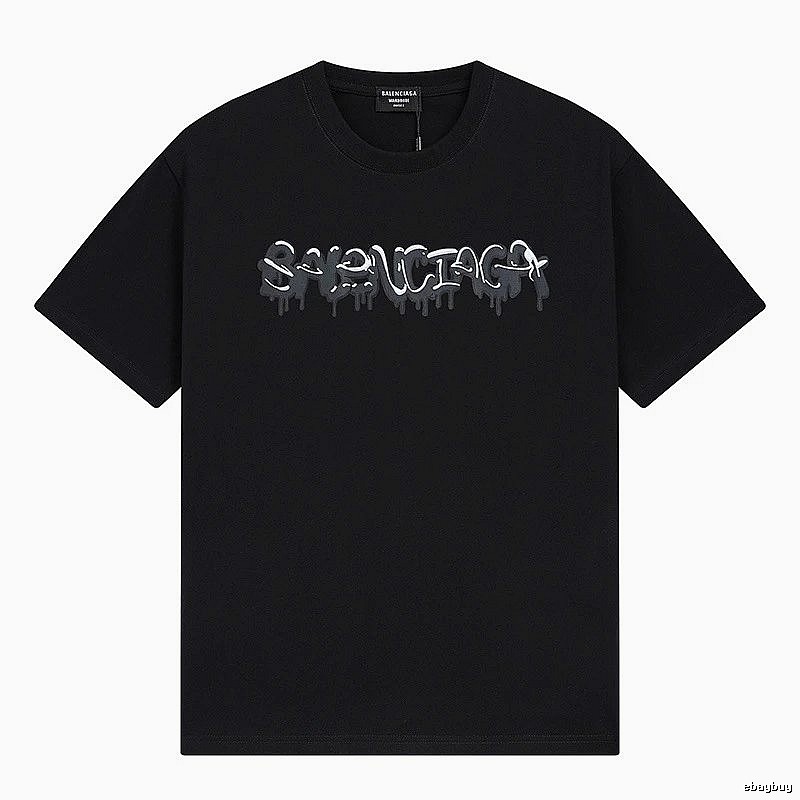Balenciaga Graffiti Street Style Black Short Sleeve T-shirt