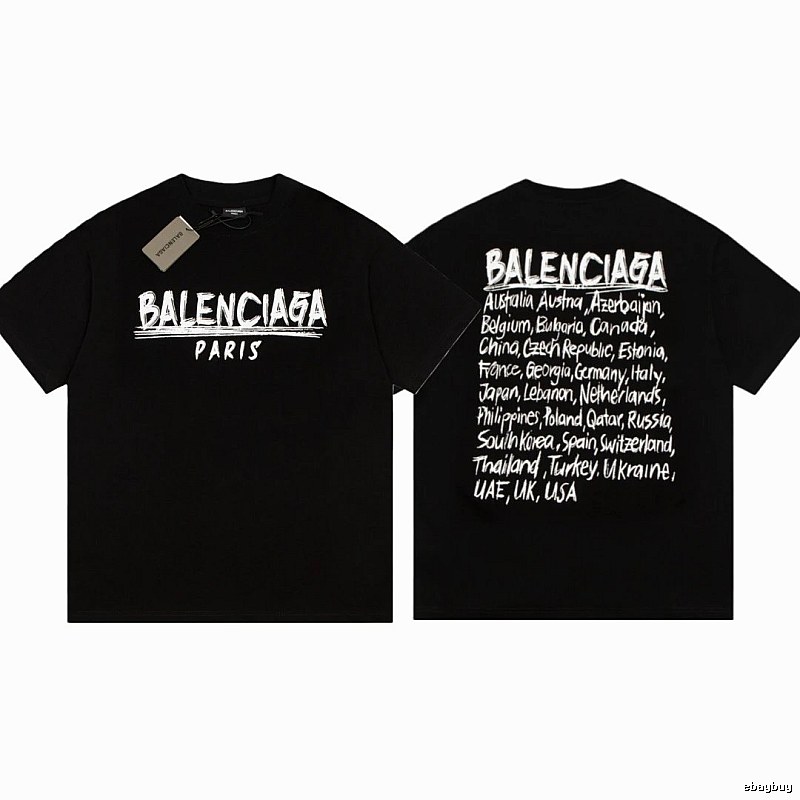 Balenciaga Graffiti Street Style Black Short Sleeve T-shirt