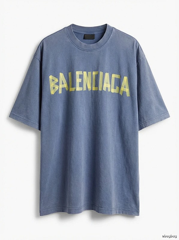 Balenciaga letter-style blue T-shirt