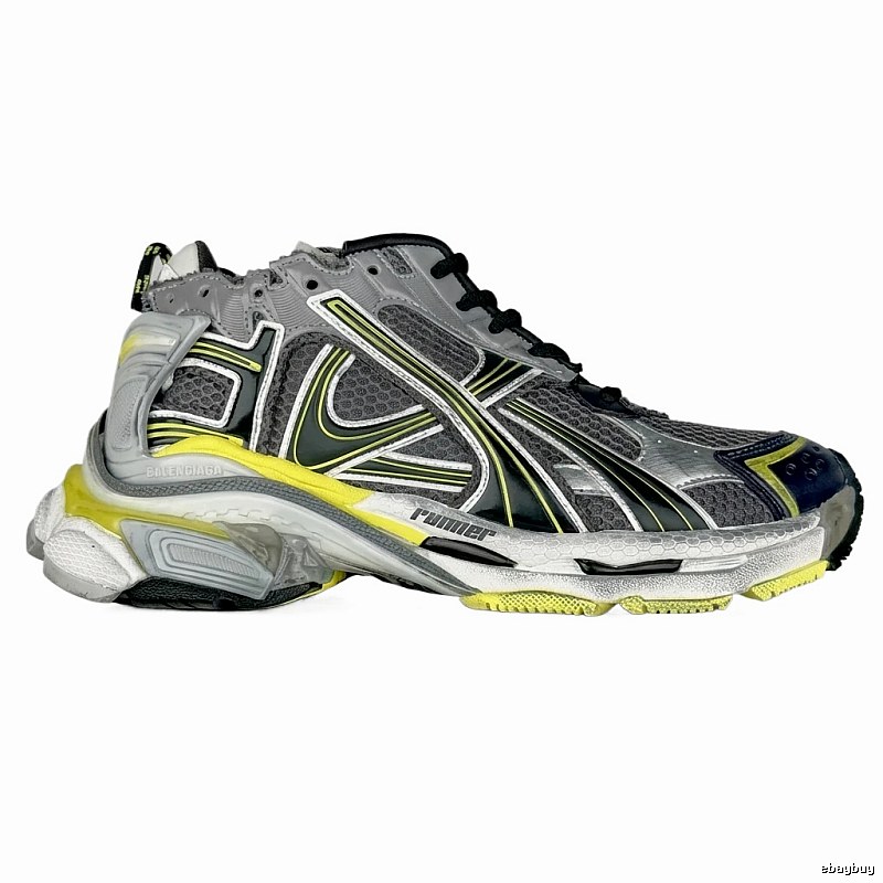 Balenciaga retro-style gray-yellow sports shoes