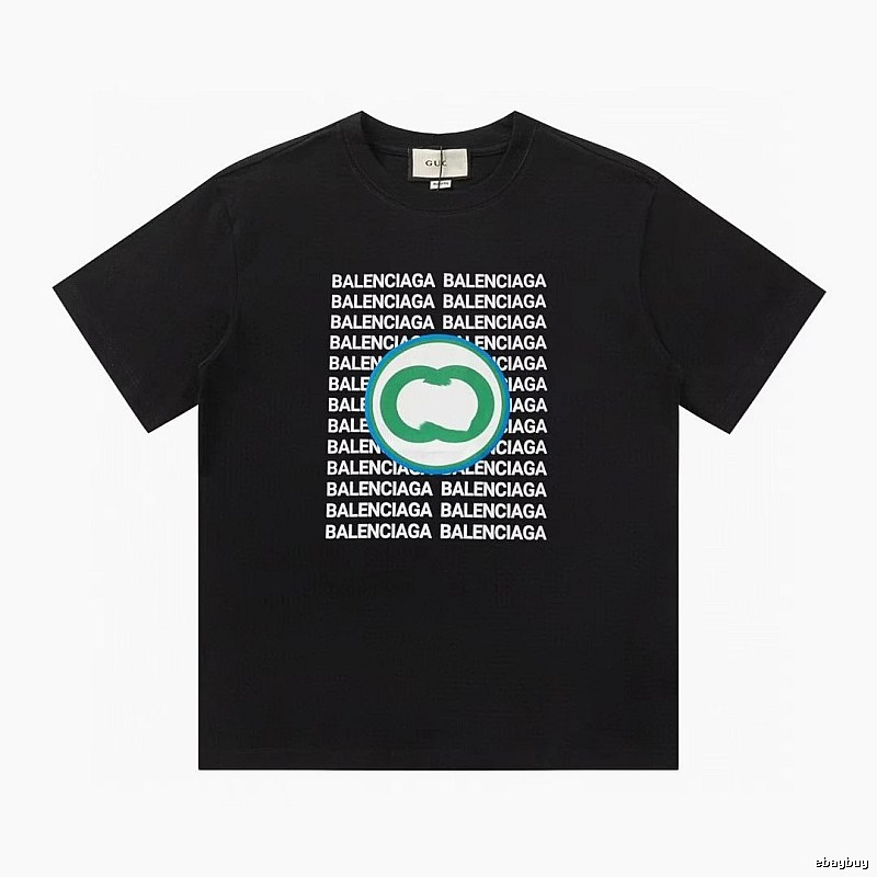 Balenciaga Trendy All-over Print Black Short-sleeve T-shirt