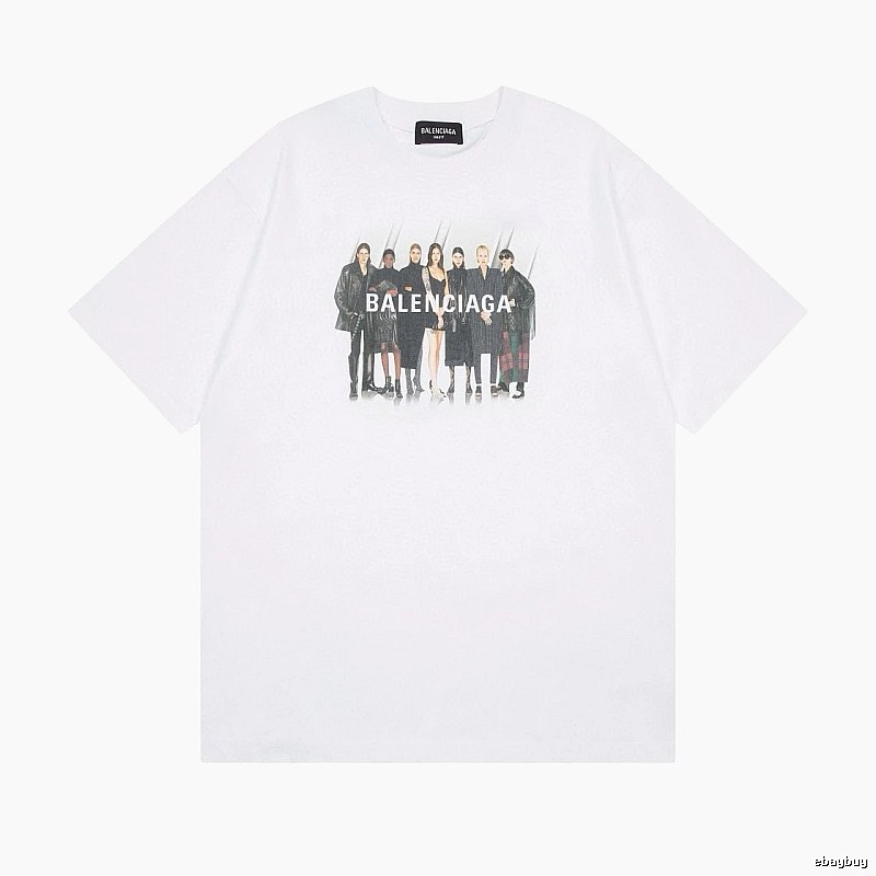 Balenciaga Trendy and Cool Style Portrait Print White T-shirt