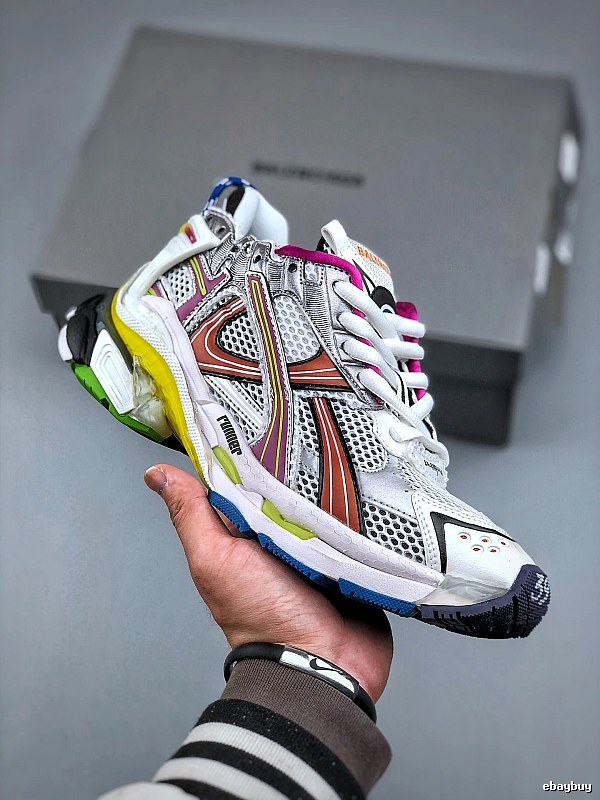 Balenciaga White Runner Multi-color Runner Sneaker for Streetwear Looks