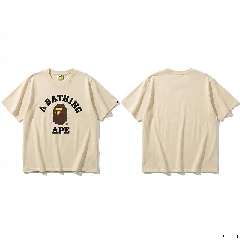 Bape Ape Head Minimalist Style Beige T-shirt