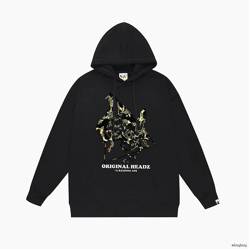 Bape camouflage-style black hoodie