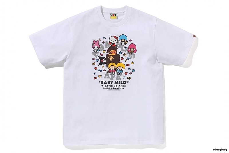 Bape cartoon - printed white T - shirt