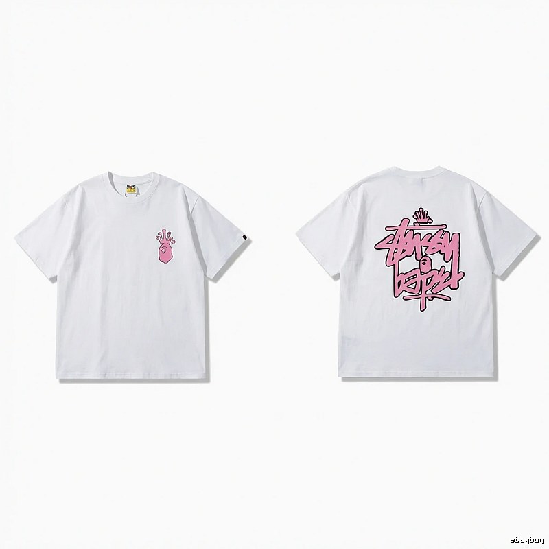 Bape Co-branded Pink Trendy T-shirt